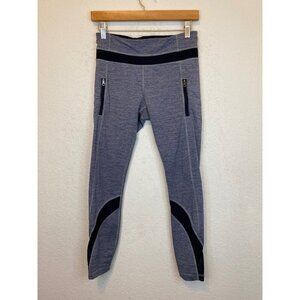 Lululemon Size 6 Run Inspire Crop Leggings Heathered Black 26" GUC